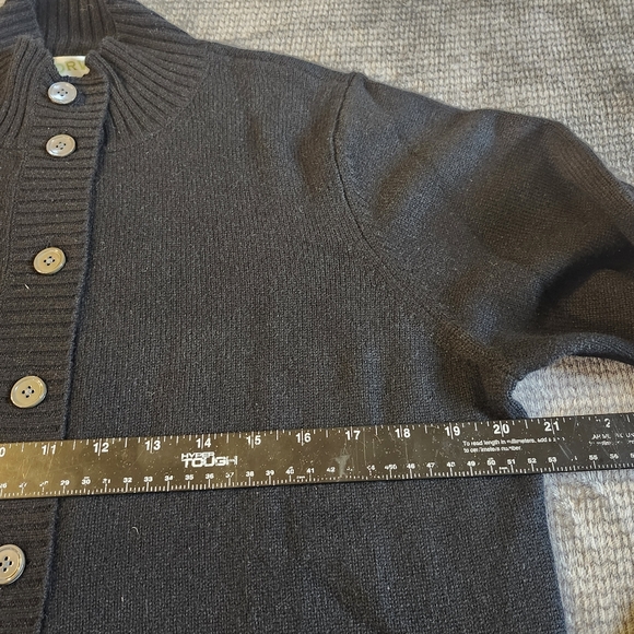 Orvis Cashmere Button Up Cardigan Sweater M Medium Black Mock Neck Long Sleeves, - Picture 4 of 7